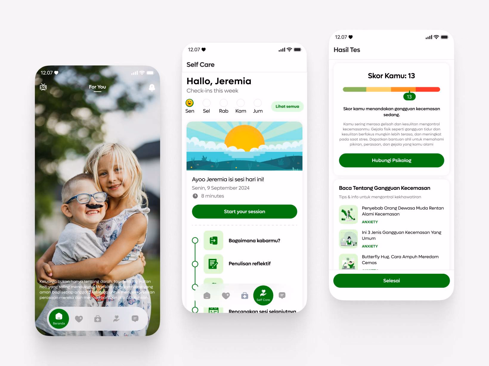 MindEase mental health app concept screens for ISFEST UKSW.