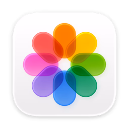 Apple Photos app icon in the macOS-style navbar.