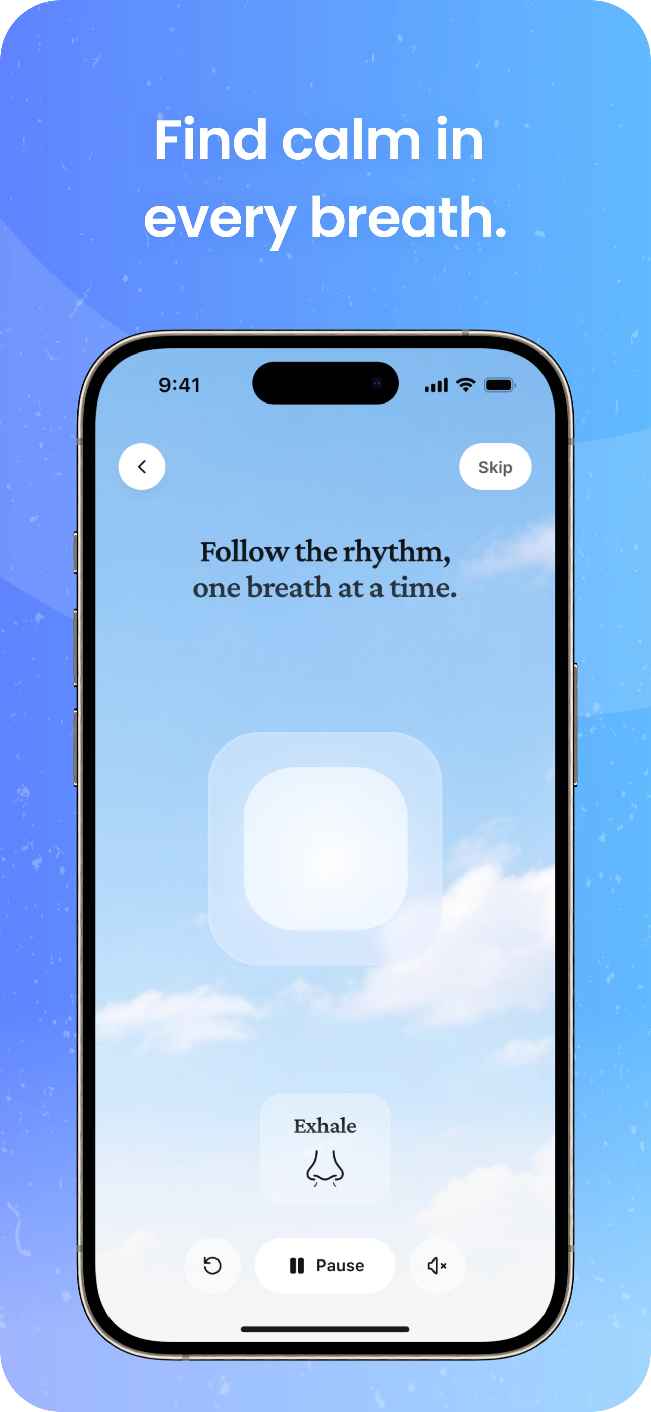 Parable calming breath exercise screen.