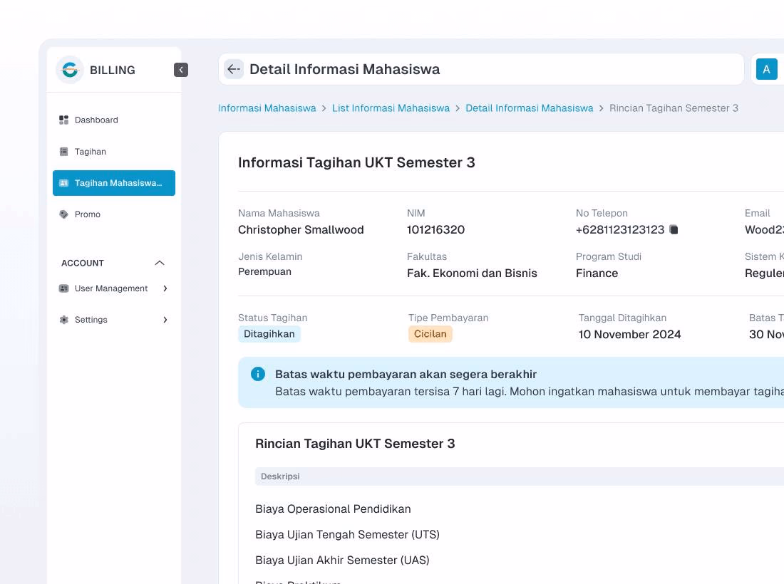 Cakrawala University Academic System portfolio preview