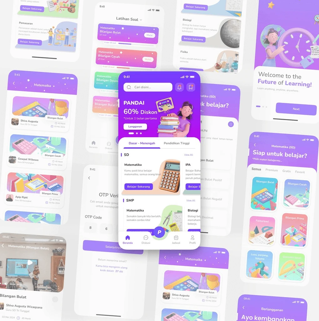 High-fidelity design of the Pandai mobile app.