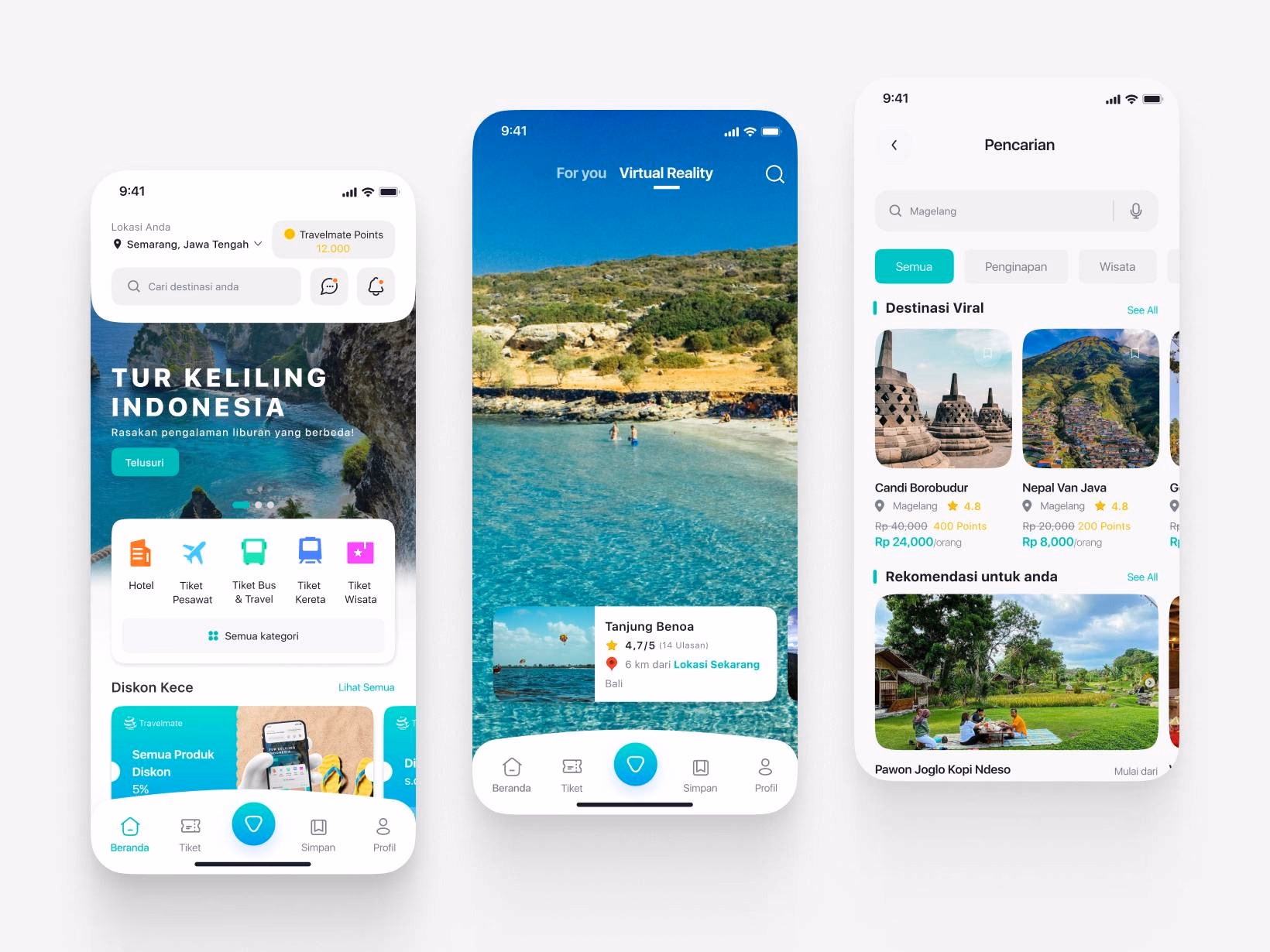 Travelmate tourism app mockup for the INSPACE competition.