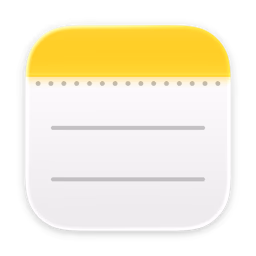 Apple Notes app icon in the macOS-style navbar.