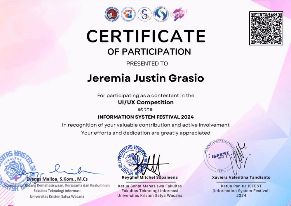 ISFEST participation certificate for the MindEase project.